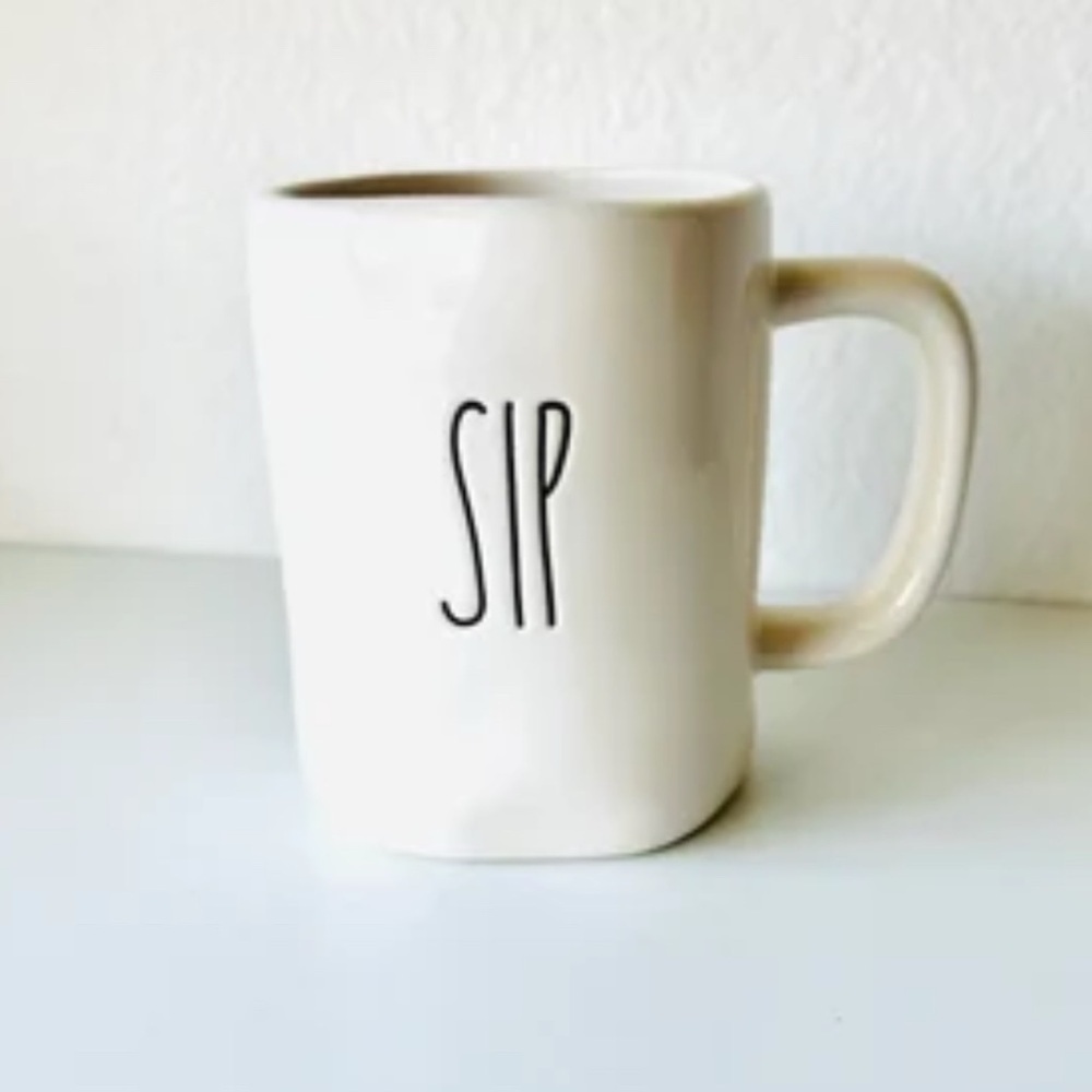 RAE DUNN White Ceramic SIP Mug by Magenta Large Letter new